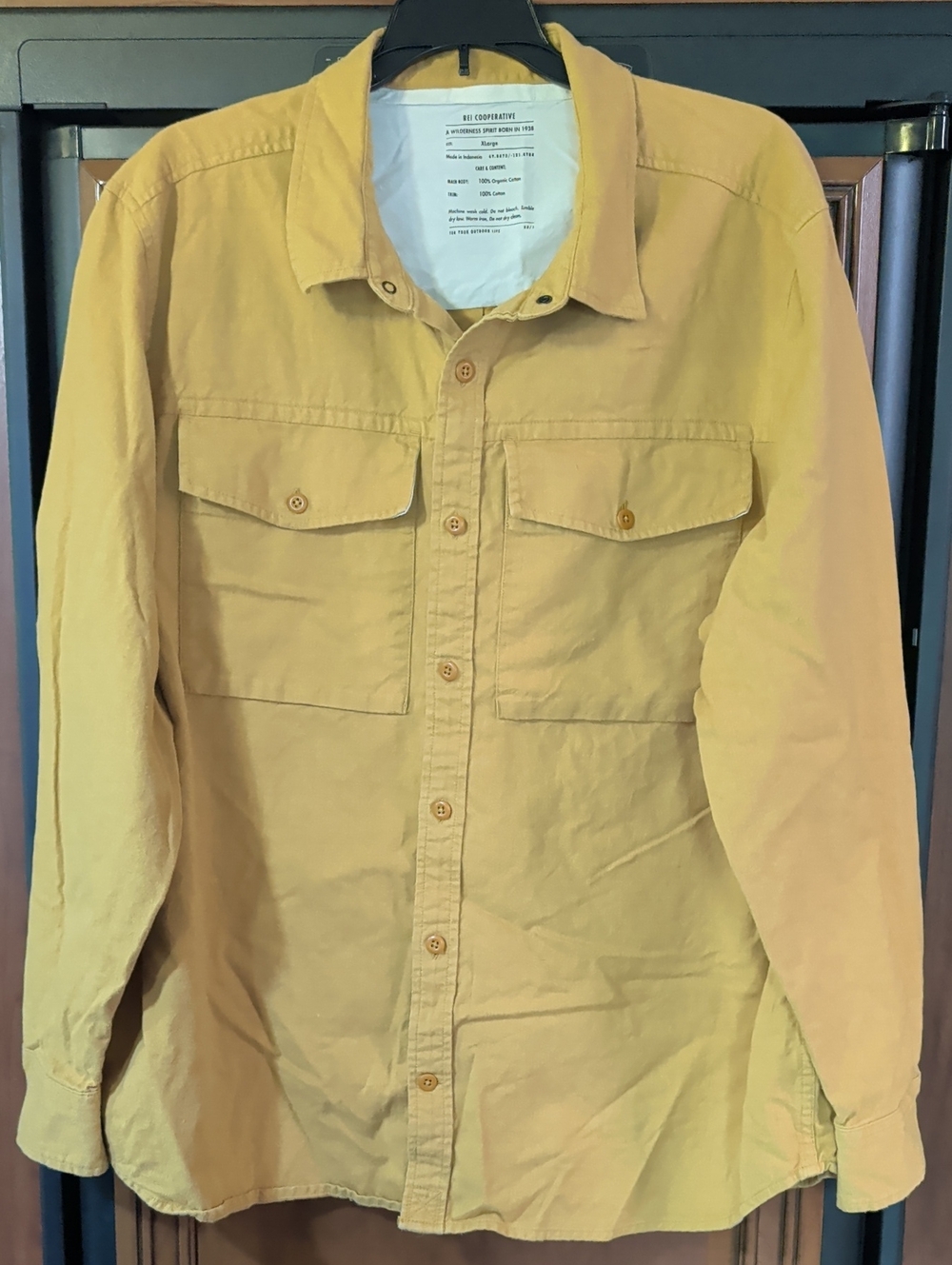 REI Men's Button-Down Shirt in Mustard Yellow